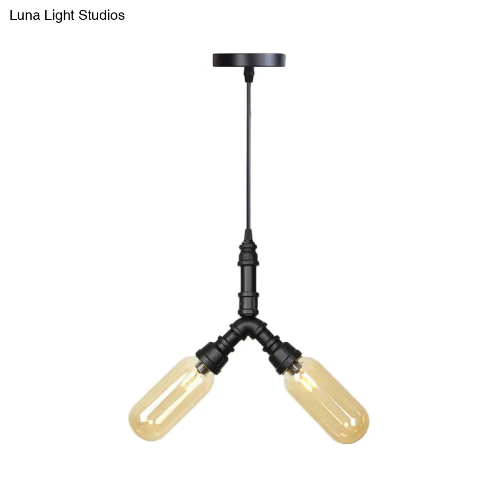 Alfa - Lámpara colgante industrial para cafetería con globo/cápsula de cristal ámbar