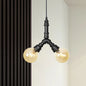 Alfa - Industrial Coffee House Suspension Lamp with Globe/Capsule Amber Glass