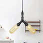 Alfa - Industrial Coffee House Suspension Lamp with Globe/Capsule Amber Glass