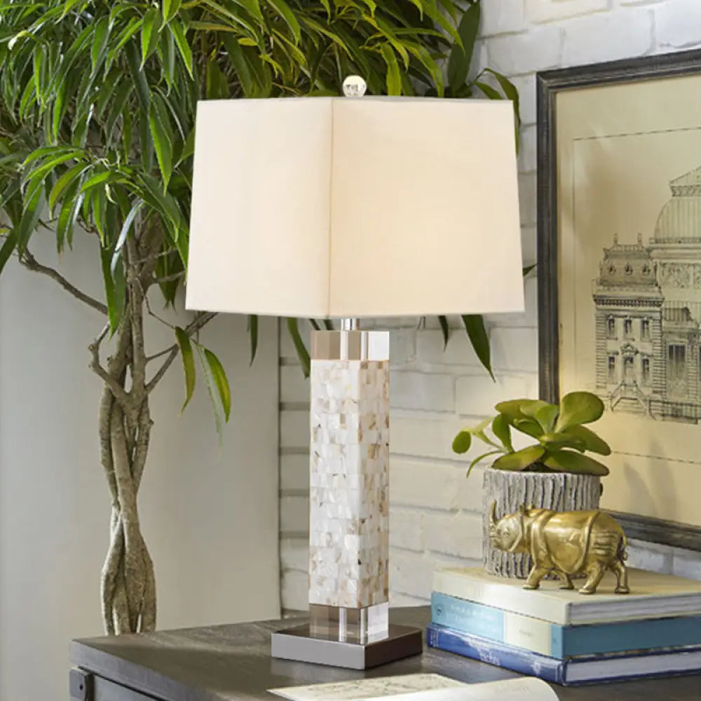 Alfa - Luz nocturna cuadrada blanca con base rectangular