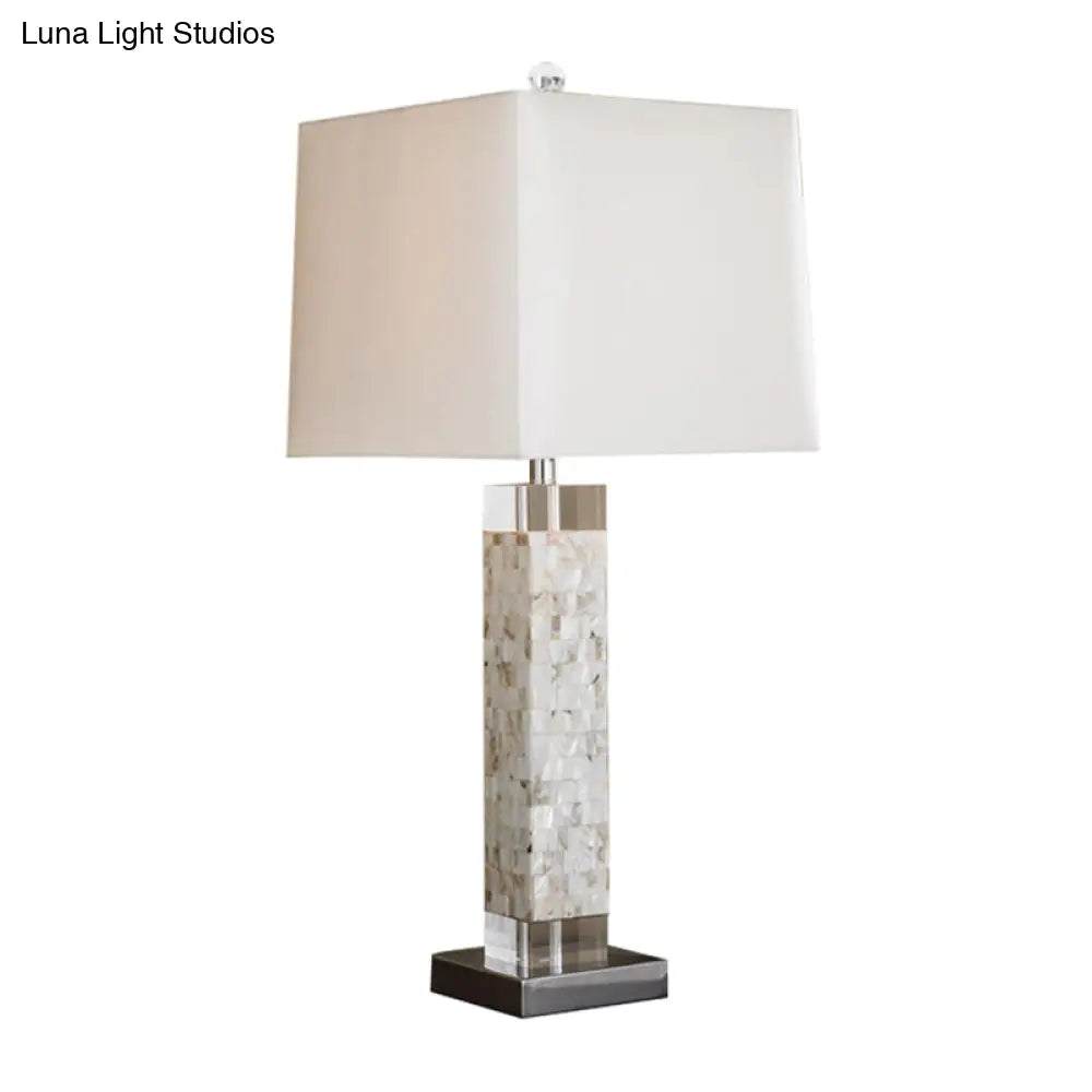 Alfa - Luz nocturna cuadrada blanca con base rectangular