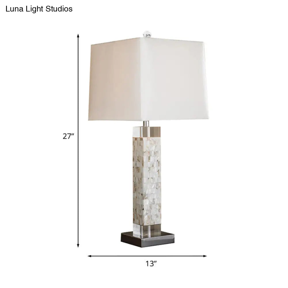 Alfa - Luz nocturna cuadrada blanca con base rectangular