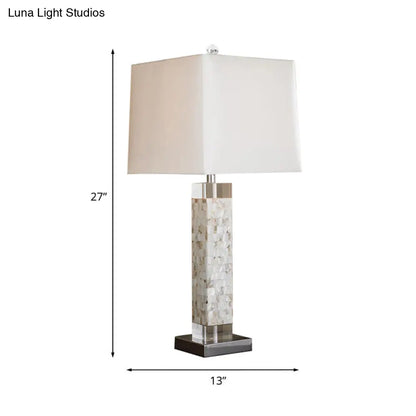 Alfa - Luz nocturna cuadrada blanca con base rectangular