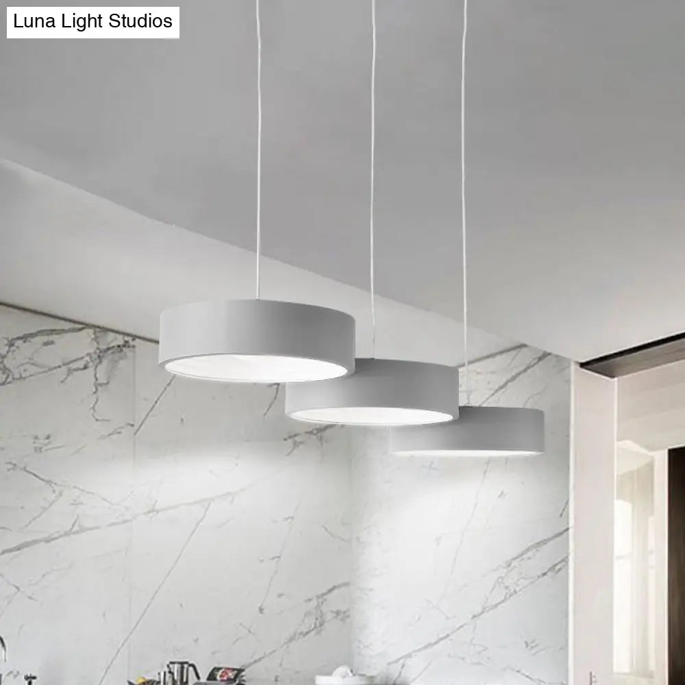 Algieba - Gray Drum Multi Light Pendant with Simplicity LED Metal Lighting