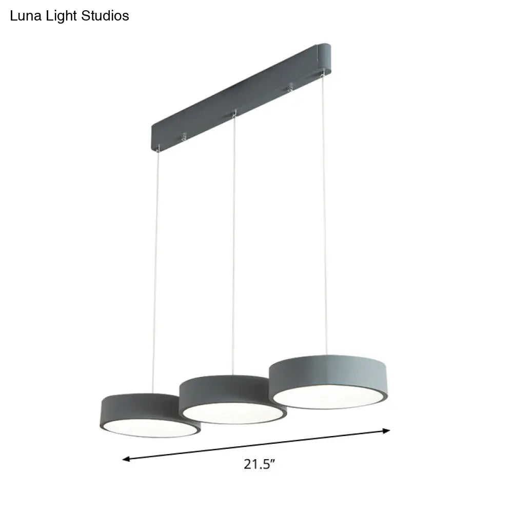 Algieba - Gray Drum Multi Light Pendant with Simplicity LED Metal Lighting