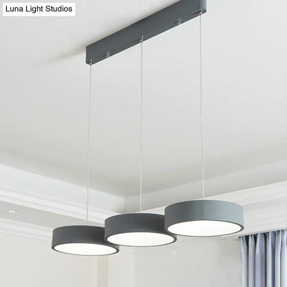 Algieba - Gray Drum Multi Light Pendant with Simplicity LED Metal Lighting