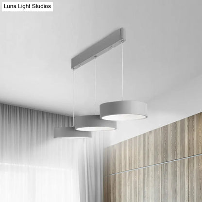 Algieba - Gray Drum Multi Light Pendant with Simplicity LED Metal Lighting