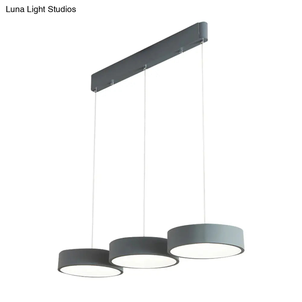 Algieba - Gray Drum Multi Light Pendant with Simplicity LED Metal Lighting