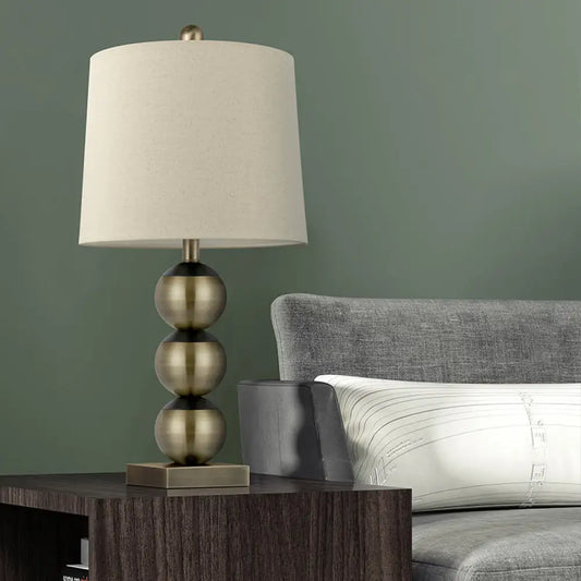 Alicia - Lámpara de noche Head Barrel, tradicional, de tela marrón, para leer.