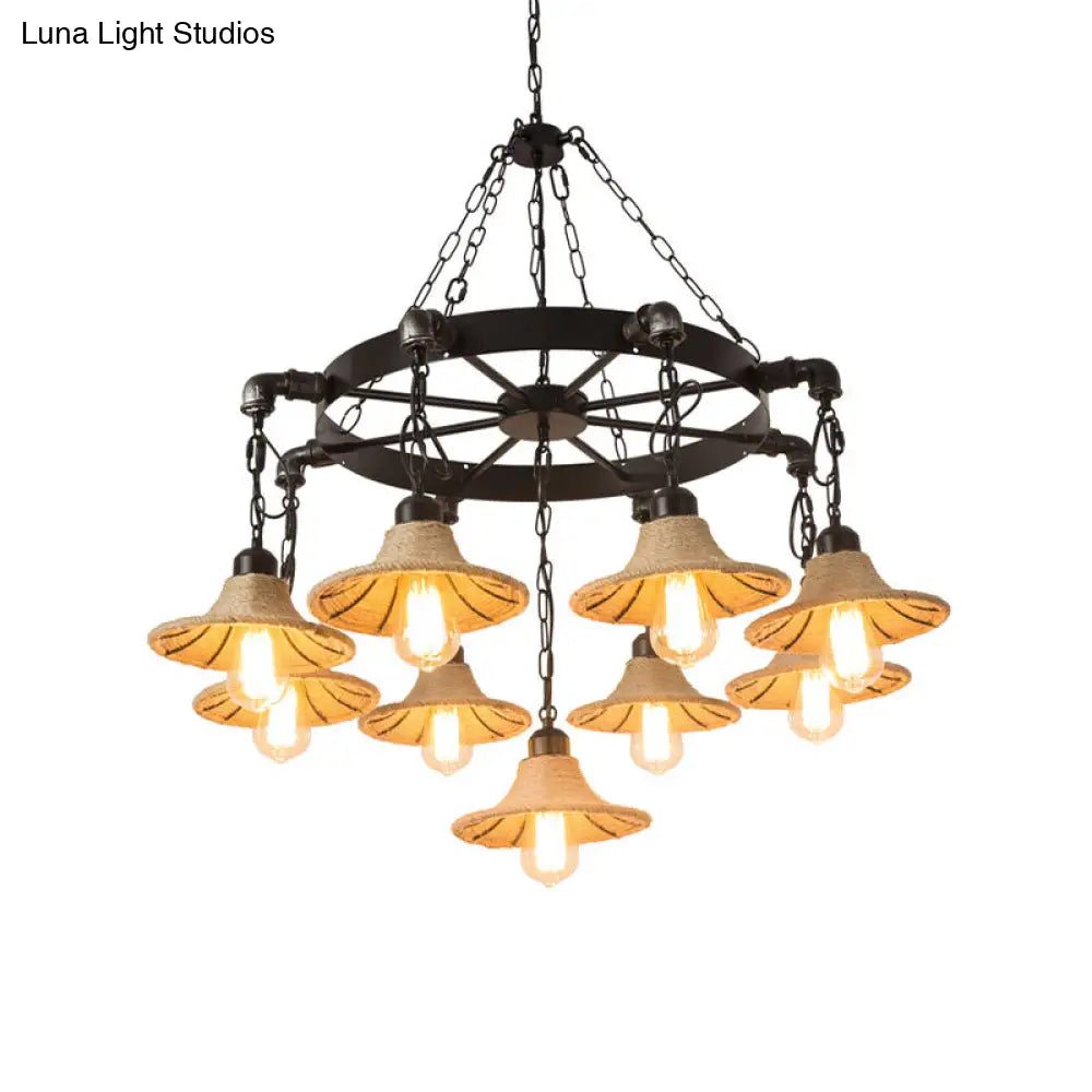 Almach - Stylish Warehouse Chandelier Light: Beige Metal Hanging Lamp  with