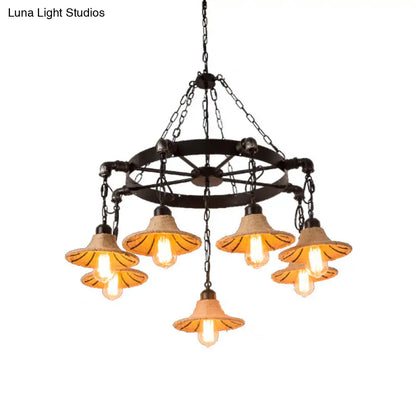 Almach - Stylish Warehouse Chandelier Light: Beige Metal Hanging Lamp  with