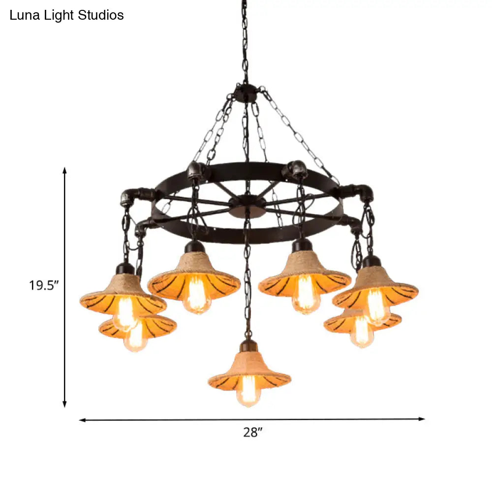 Almach - Stylish Warehouse Chandelier Light: Beige Metal Hanging Lamp  with