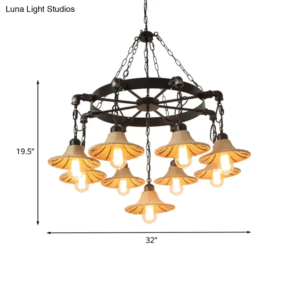 Almach - Stylish Warehouse Chandelier Light: Beige Metal Hanging Lamp  with