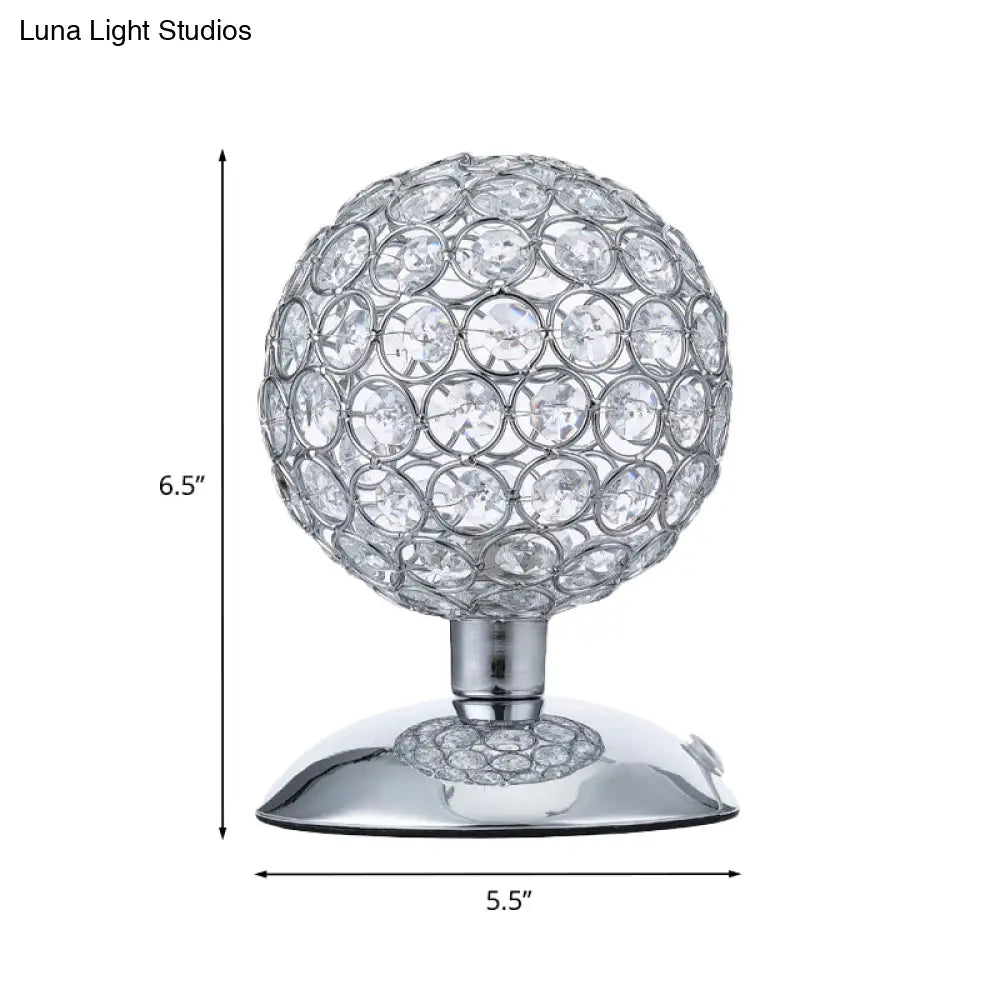 Alrakis - Lámpara de mesa de noche Sphere Sphere, moderna, con pantalla incrustada de cristal, 1 bombilla, cromada, pequeña, para escritorio