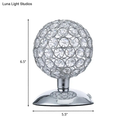 Alrakis - Lámpara de mesa de noche Sphere Sphere, moderna, con pantalla incrustada de cristal, 1 bombilla, cromada, pequeña, para escritorio