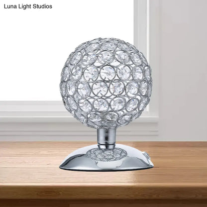 Alrakis - Lámpara de mesa de noche Sphere Sphere, moderna, con pantalla incrustada de cristal, 1 bombilla, cromada, pequeña, para escritorio