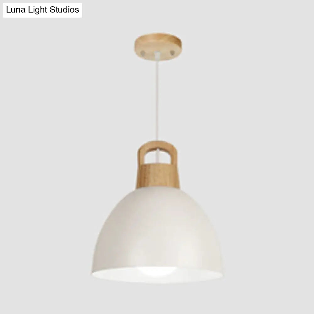 Aluminum Dome Pendant Macaron Hanging Lamp for Kitchen Corridor - 1 Bulb Lighting Solution