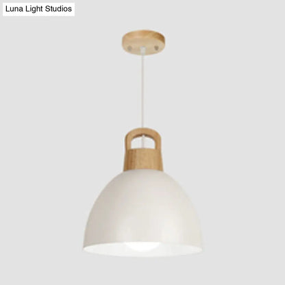 Aluminum Dome Pendant Macaron Hanging Lamp for Kitchen Corridor - 1 Bulb Lighting Solution