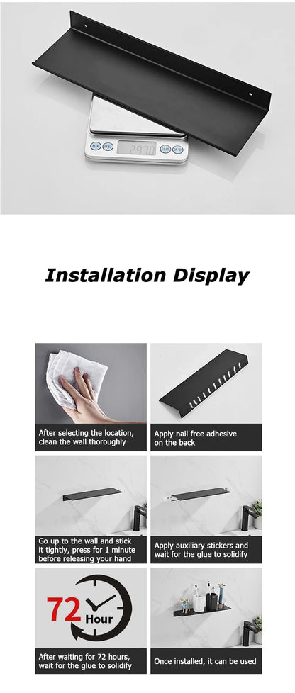 Aluminum Floating Shelves for Bathroom and Kitchen