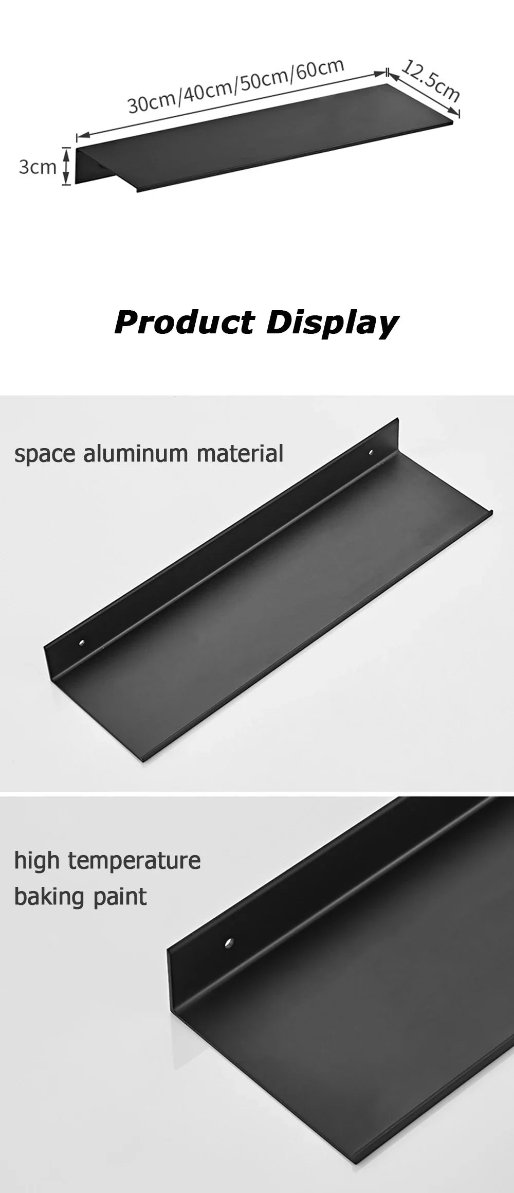 Aluminum Floating Shelves for Bathroom and Kitchen