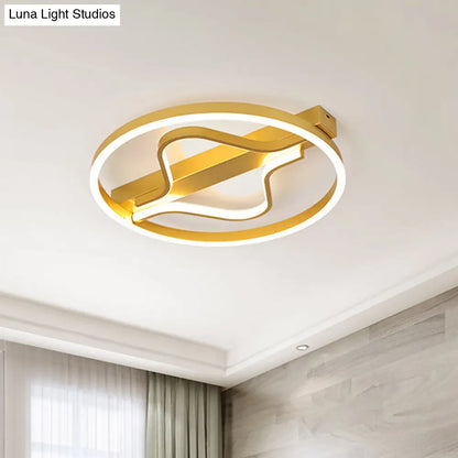DecorBites™ DecorBites™ Aluminum Flush Mount Ceiling Light - Modernist Gold, LED Surface Lamp (16"/19.5") with Ripplet Central, Warm/White Light