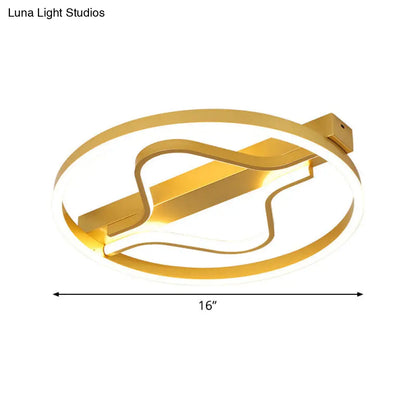 DecorBites™ DecorBites™ Aluminum Flush Mount Ceiling Light - Modernist Gold, LED Surface Lamp (16"/19.5") with Ripplet Central, Warm/White Light