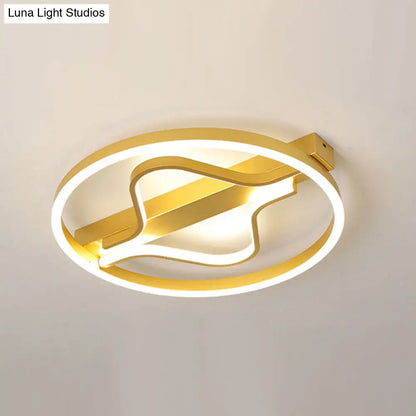 DecorBites™ DecorBites™ Aluminum Flush Mount Ceiling Light - Modernist Gold, LED Surface Lamp (16"/19.5") with Ripplet Central, Warm/White Light