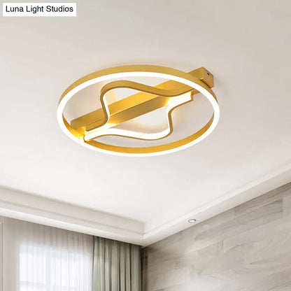 DecorBites™ DecorBites™ Aluminum Flush Mount Ceiling Light - Modernist Gold, LED Surface Lamp (16"/19.5") with Ripplet Central, Warm/White Light