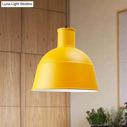 Aluminum Kindergarten Pendant Light - Macaron Loft Hanging Lamp - One-Light Dining Room Bowl