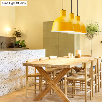 Aluminum Kindergarten Pendant Light - Macaron Loft Hanging Lamp - One-Light Dining Room Bowl