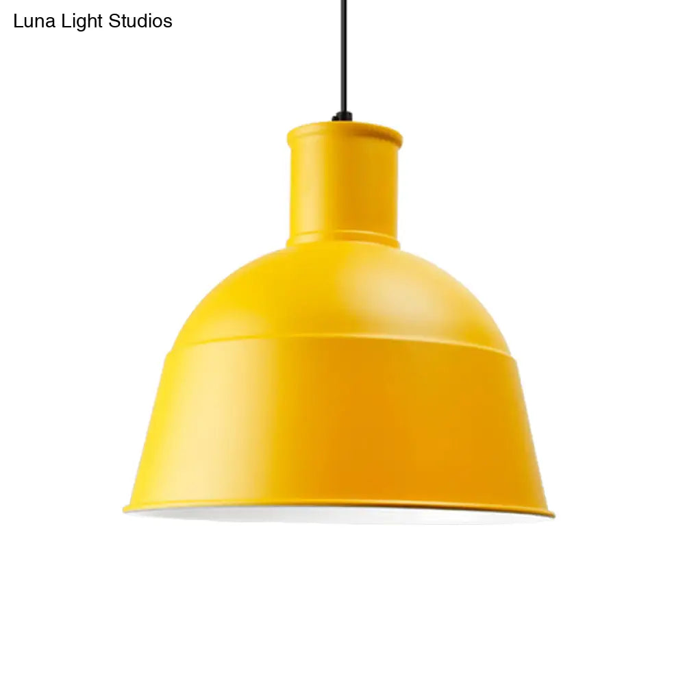 Aluminum Kindergarten Pendant Light - Macaron Loft Hanging Lamp - One-Light Dining Room Bowl