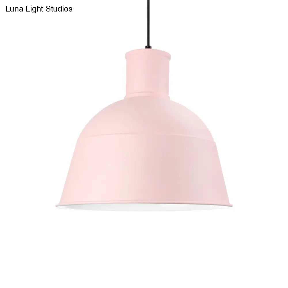 Aluminum Kindergarten Pendant Light - Macaron Loft Hanging Lamp - One-Light Dining Room Bowl