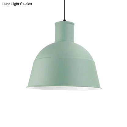 Aluminum Kindergarten Pendant Light - Macaron Loft Hanging Lamp - One-Light Dining Room Bowl