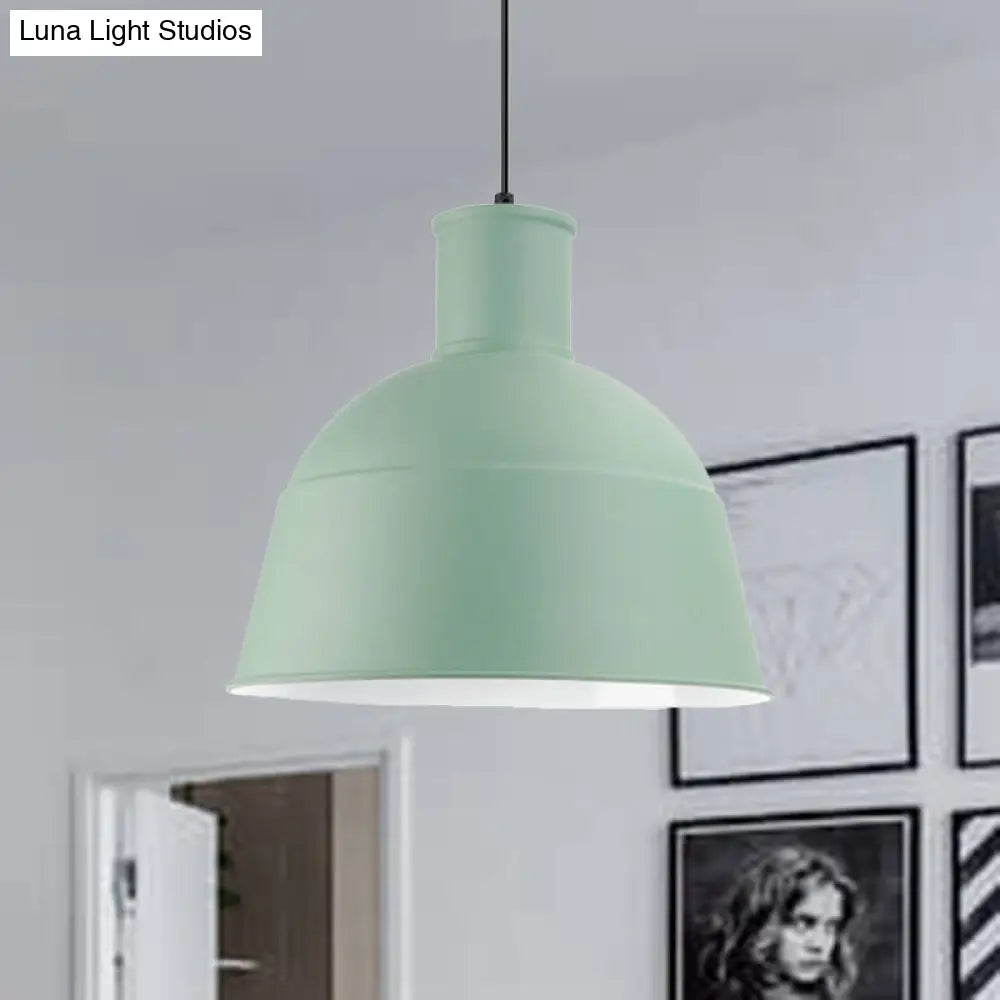 Aluminum Kindergarten Pendant Light - Macaron Loft Hanging Lamp - One-Light Dining Room Bowl