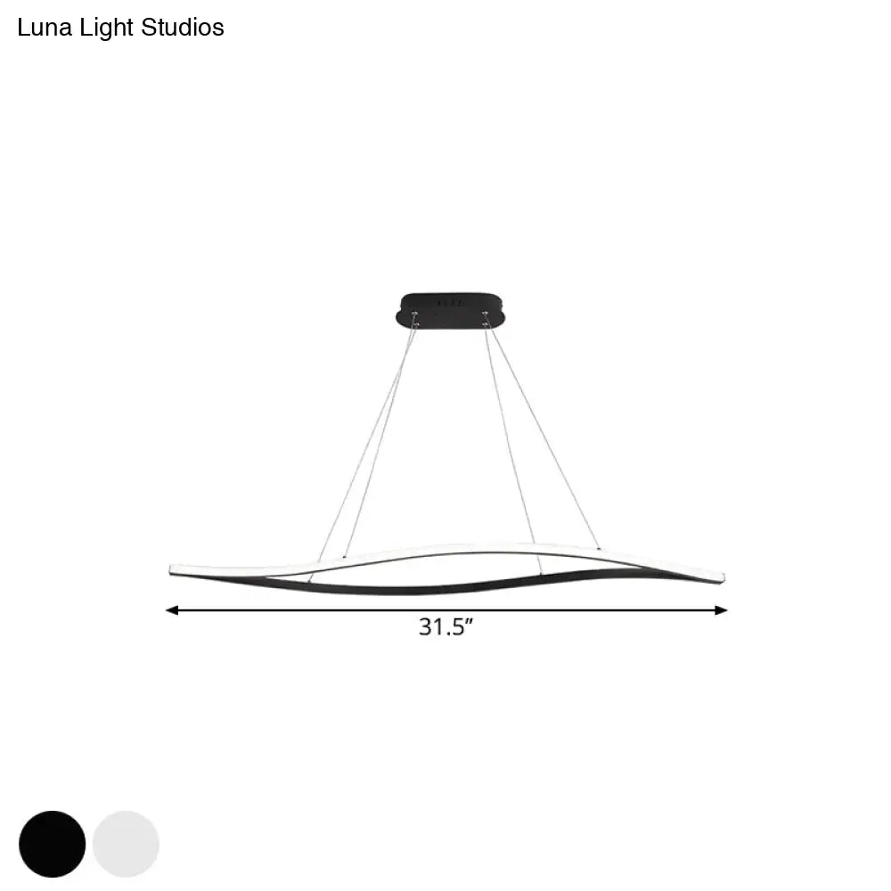 DecorBites™ Aluminum Leaf Drop Pendant LED Island Lamp - Simplicity Black/White, Warm/White Light - 31.5"/39" Wide