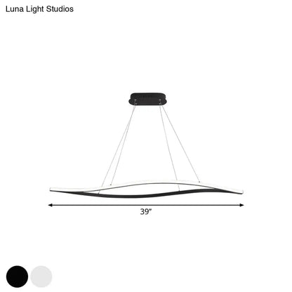 DecorBites™ Aluminum Leaf Drop Pendant LED Island Lamp - Simplicity Black/White, Warm/White Light - 31.5"/39" Wide