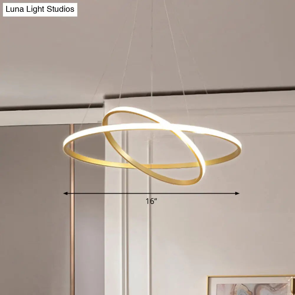 Lámpara de araña LED de aluminio: Luz colgante en forma de anillo exterior luminoso para restaurantes