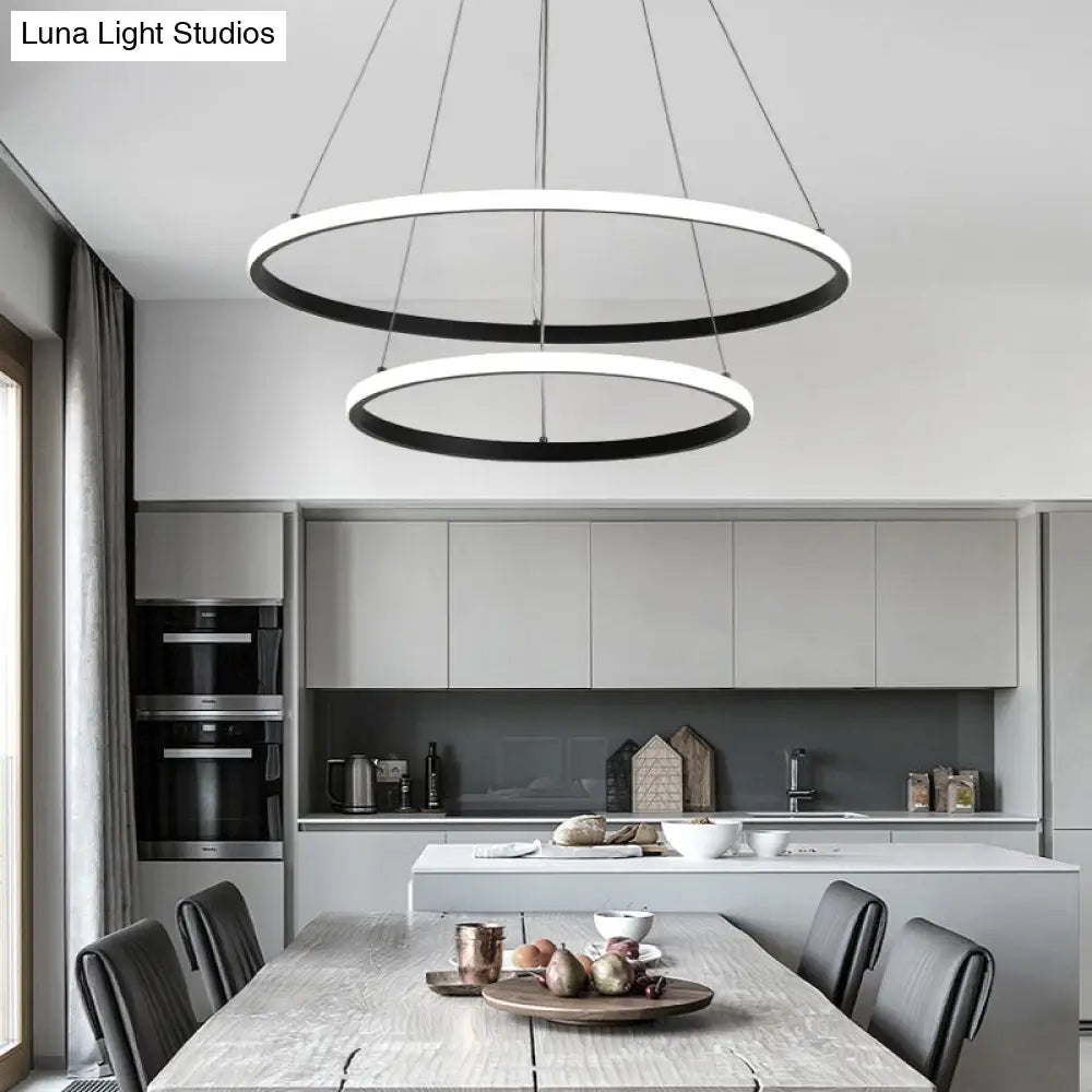 Lámpara de araña LED de aluminio: Luz colgante en forma de anillo exterior luminoso para restaurantes