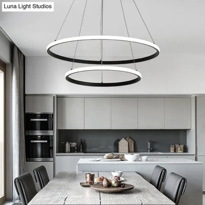 Lámpara de araña LED de aluminio: Luz colgante en forma de anillo exterior luminoso para restaurantes