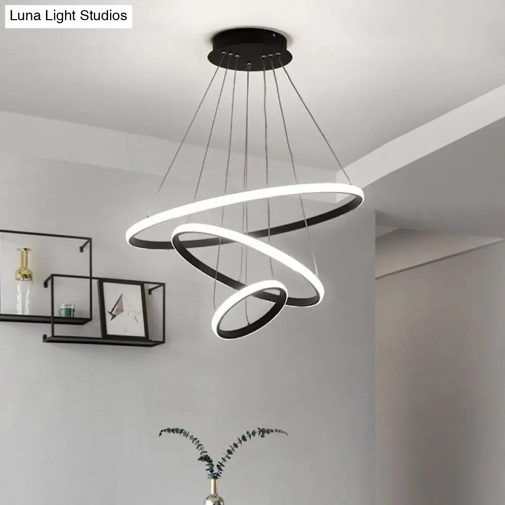 Lámpara de araña LED de aluminio: Luz colgante en forma de anillo exterior luminoso para restaurantes