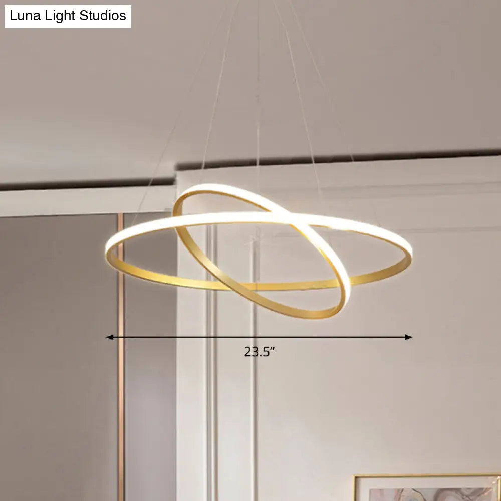 Lámpara de araña LED de aluminio: Luz colgante en forma de anillo exterior luminoso para restaurantes