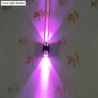 وحدة إضاءة حائط ديسكو بار LED من ديكوربايتس™ مصنوعة من الألومنيوم - صغيرة الحجم، ارتفاع 3 بوصات/4.5 بوصة | فضية | إضاءة زرقاء/صفراء/أرجوانية زاهية