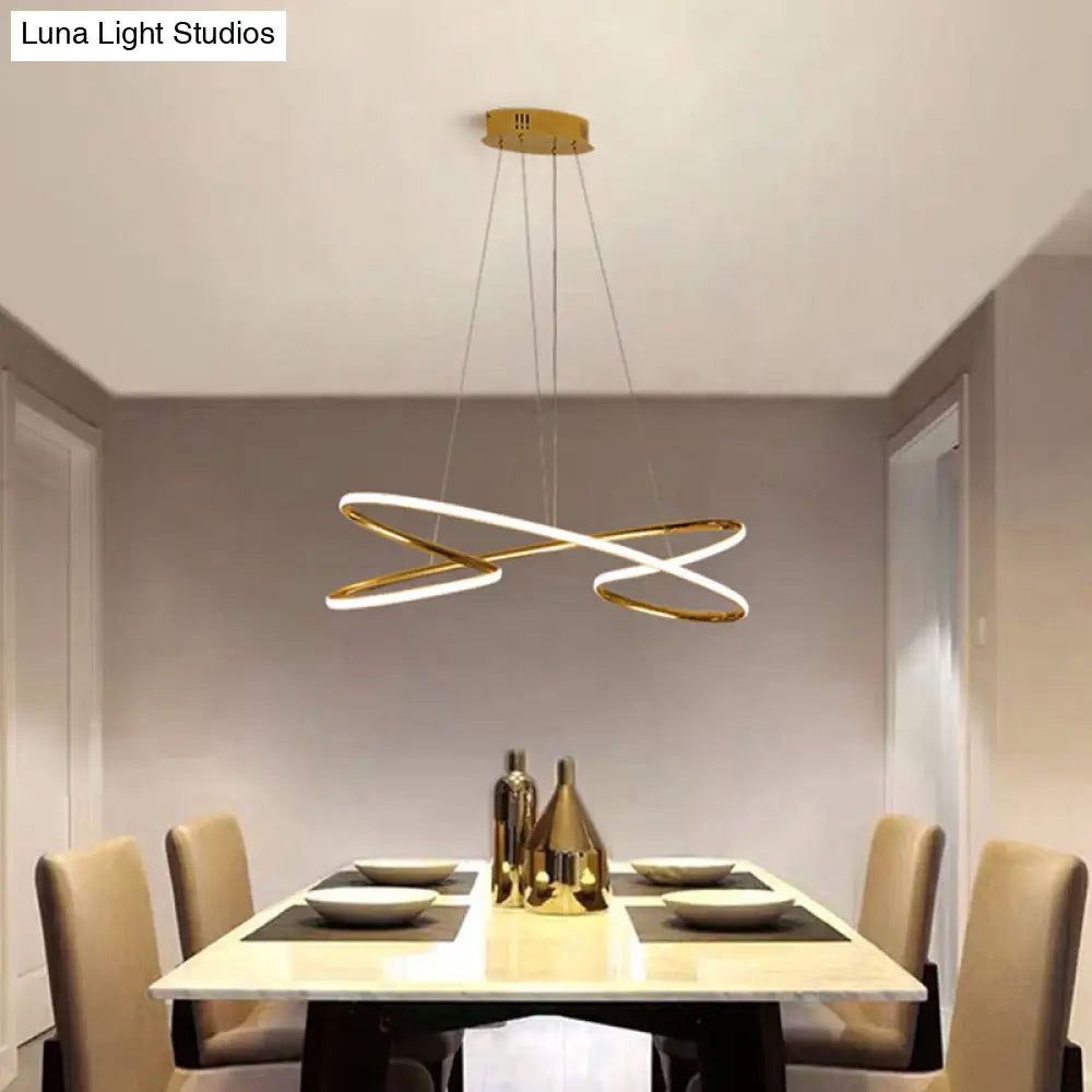 Lámpara colgante LED de aluminio con diseño en espiral: Lámpara colgante artística para mesa de comedor