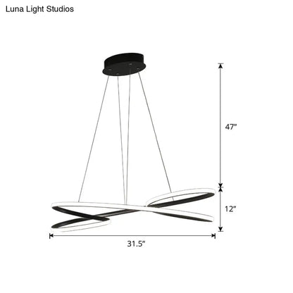 Lámpara colgante LED de aluminio con diseño en espiral: Lámpara colgante artística para mesa de comedor