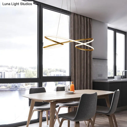 Lámpara colgante LED de aluminio con diseño en espiral: Lámpara colgante artística para mesa de comedor