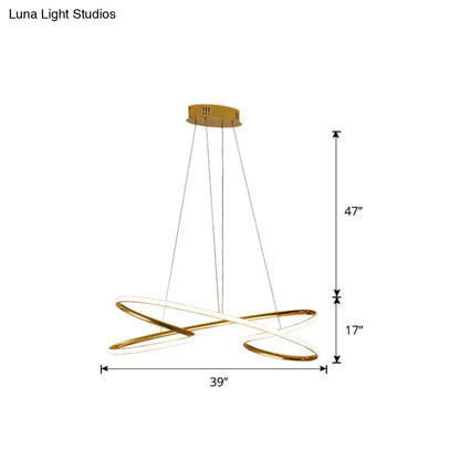 Lámpara colgante LED de aluminio con diseño en espiral: Lámpara colgante artística para mesa de comedor