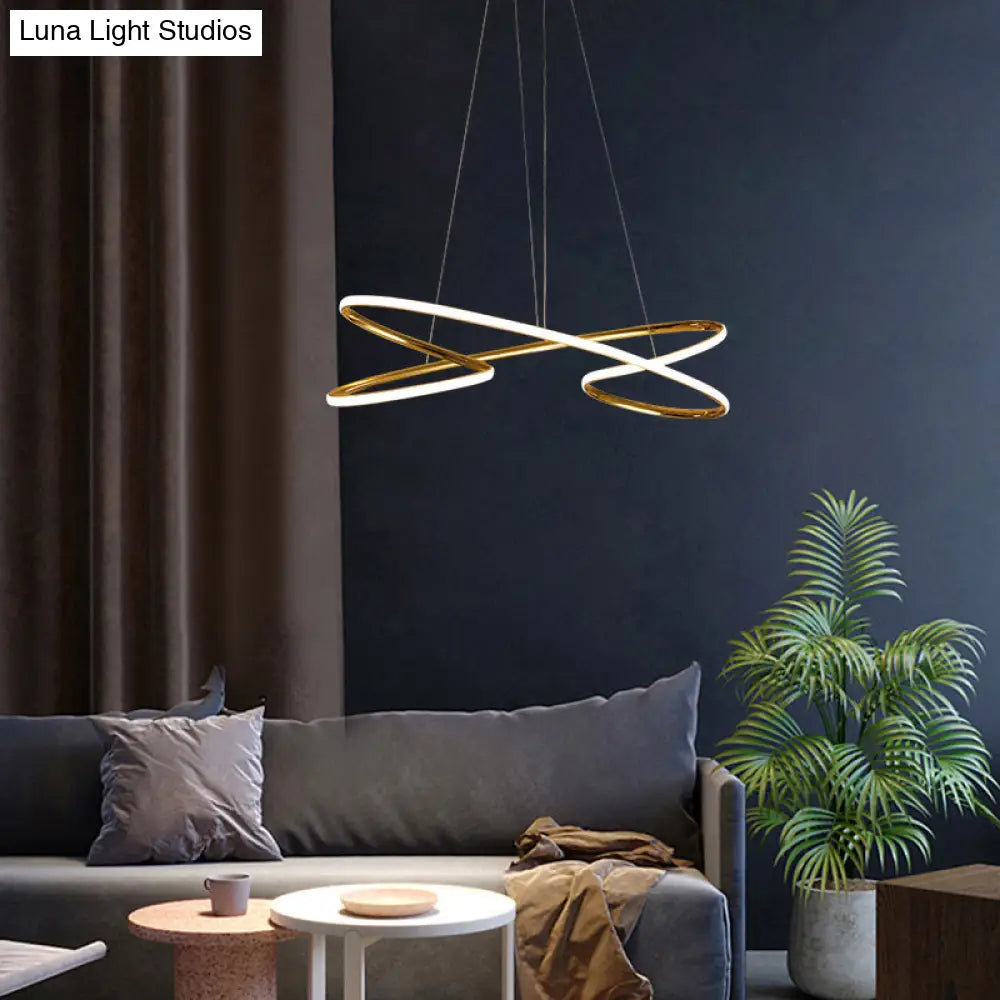 Lámpara colgante LED de aluminio con diseño en espiral: Lámpara colgante artística para mesa de comedor