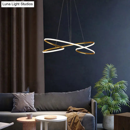 Lámpara colgante LED de aluminio con diseño en espiral: Lámpara colgante artística para mesa de comedor