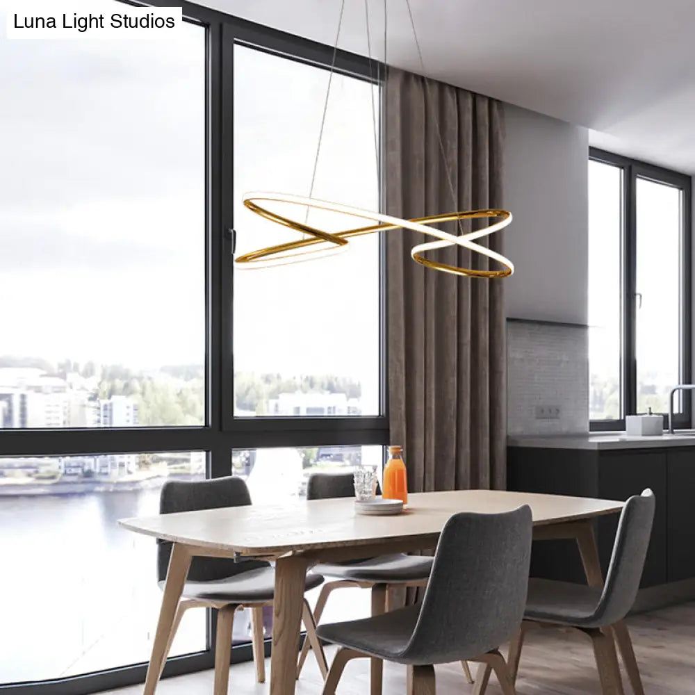 Lámpara colgante LED de aluminio con diseño en espiral: Lámpara colgante artística para mesa de comedor