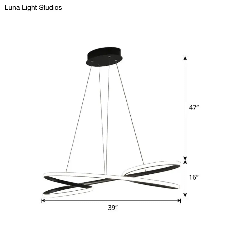 Lámpara colgante LED de aluminio con diseño en espiral: Lámpara colgante artística para mesa de comedor